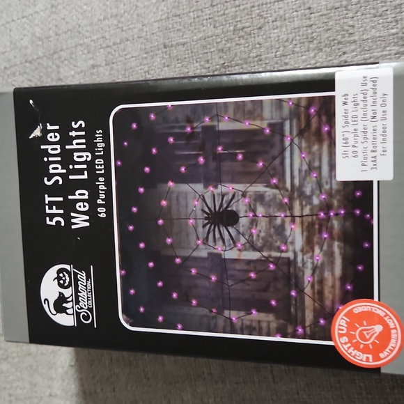 Halloween 5’ Spiderweb 60ct Light Purple LED Decorative Indoor/outdoor Decor - Picture 1 of 5